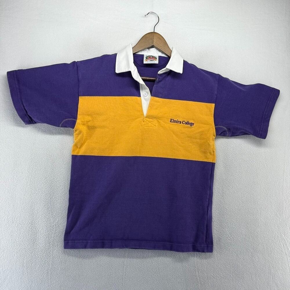 Vintage Elmira College Rugby Shirt Men's Small Purple Orange New York Thick 90s